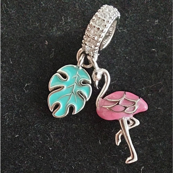 925 Sterling Silver Flamingo Charm - Picture 2 of 8